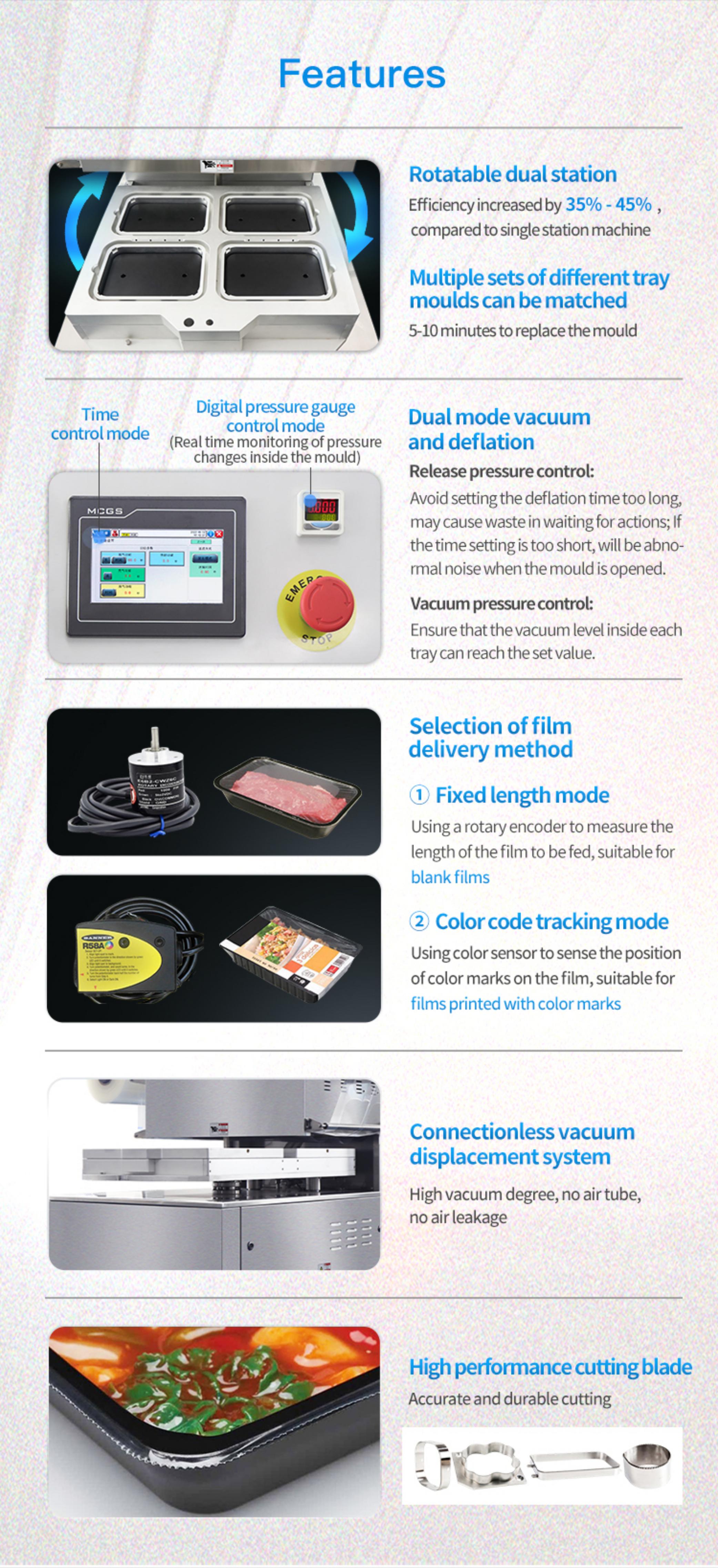 Máquina de envasado al vacío con bandeja giratoria HVT-450R