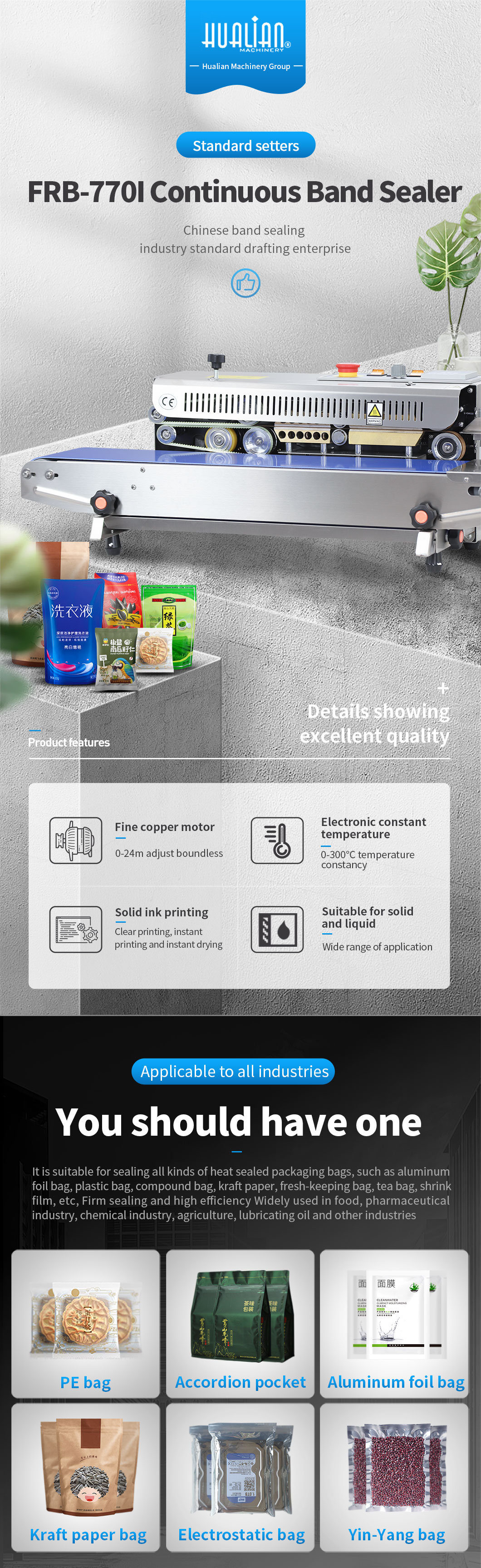 Sellador de banda continua de alimentos