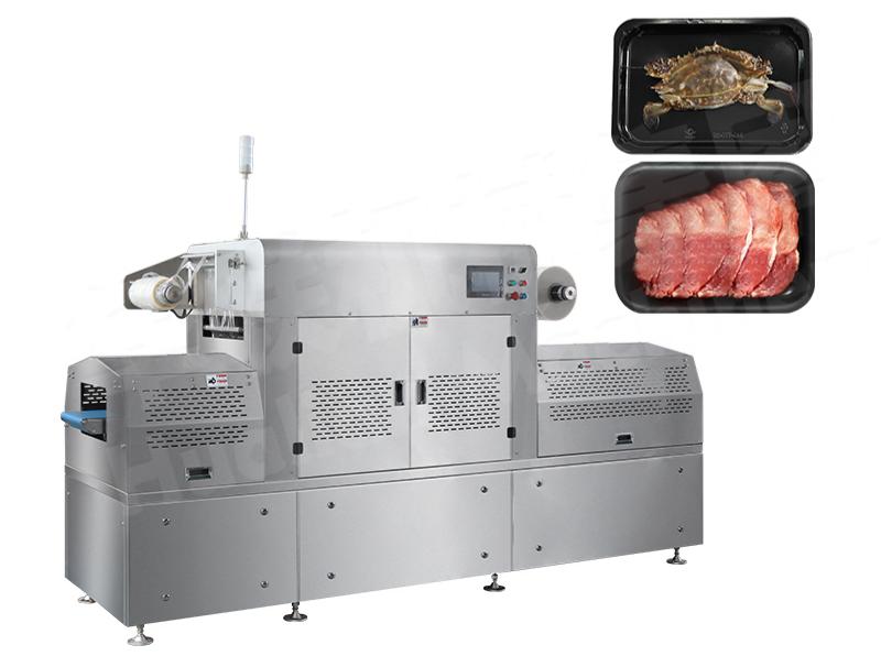 m&aacute;quina de envasado al vac&iacute;o de bandeja lineal
