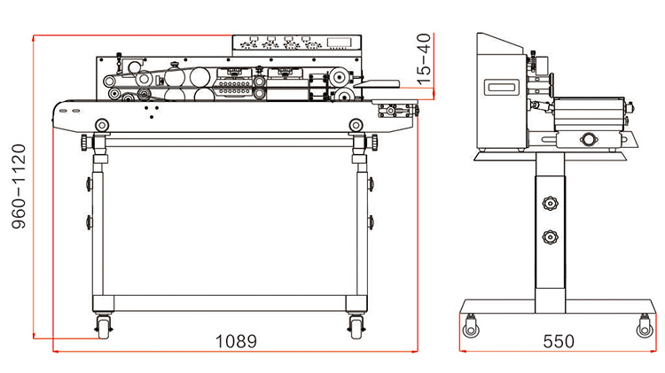 Tamaño de la máquina de sellado térmico Hualian FRM-1010III