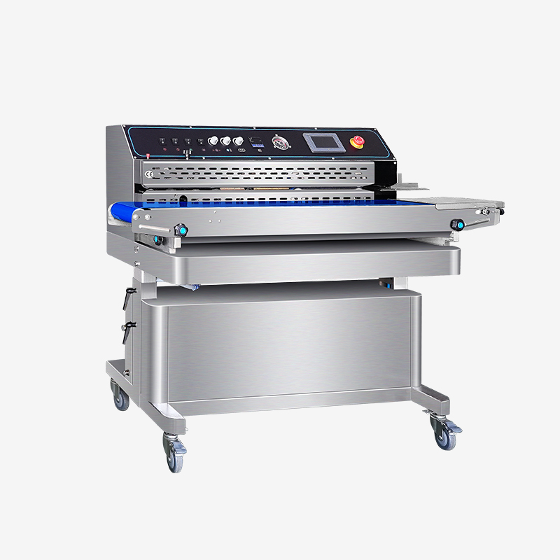 Máquina selladora de banda continua con succión de aire y descarga de gas Hualian con codificación de tinta sólida FRM-980WH