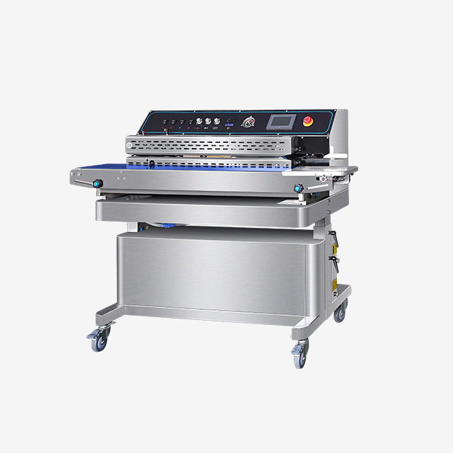 Máquina selladora de banda continua con succión de aire y descarga de gas Hualian con codificación de tinta sólida FRM-980WH