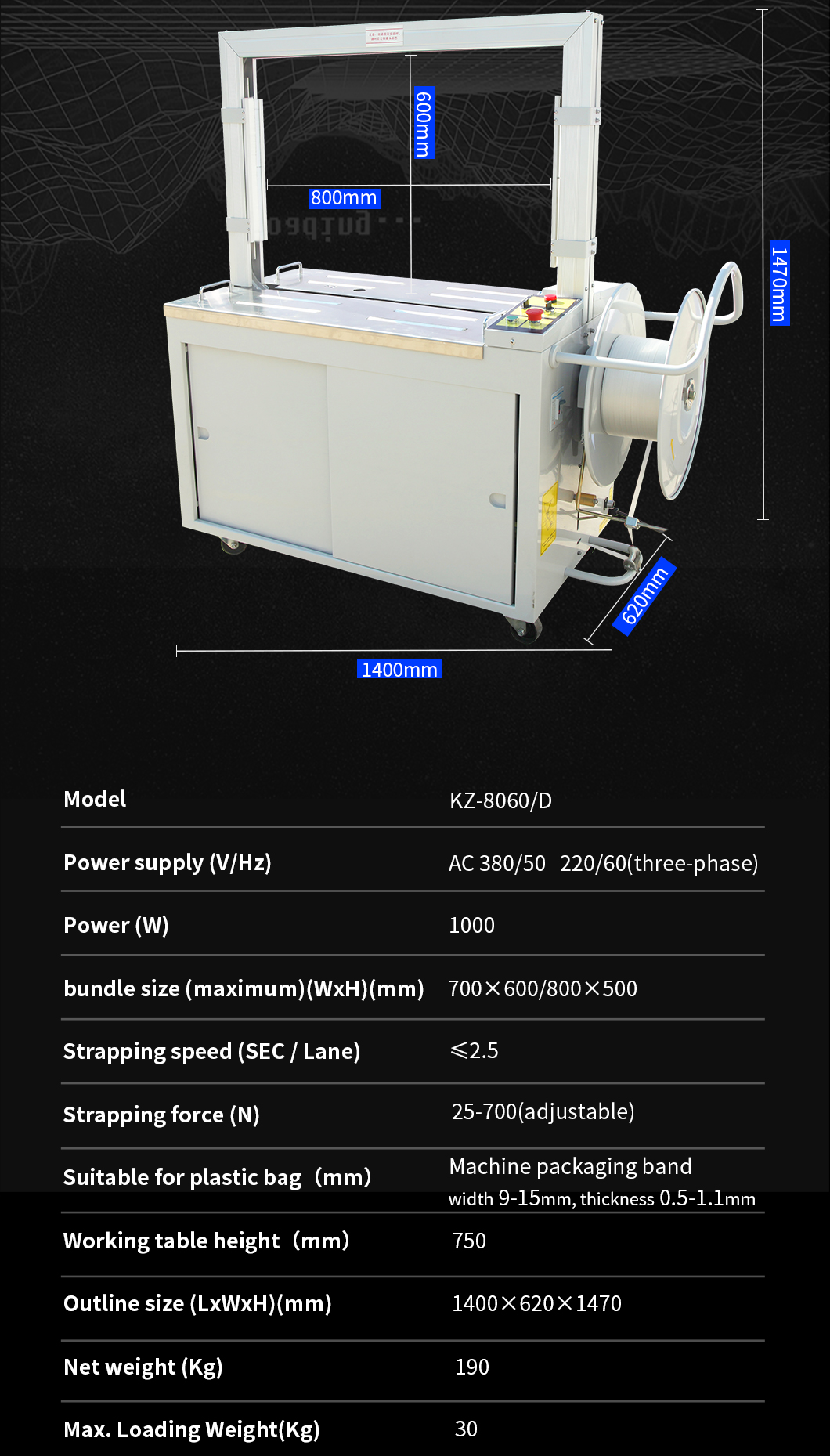 de empaque de tirantes