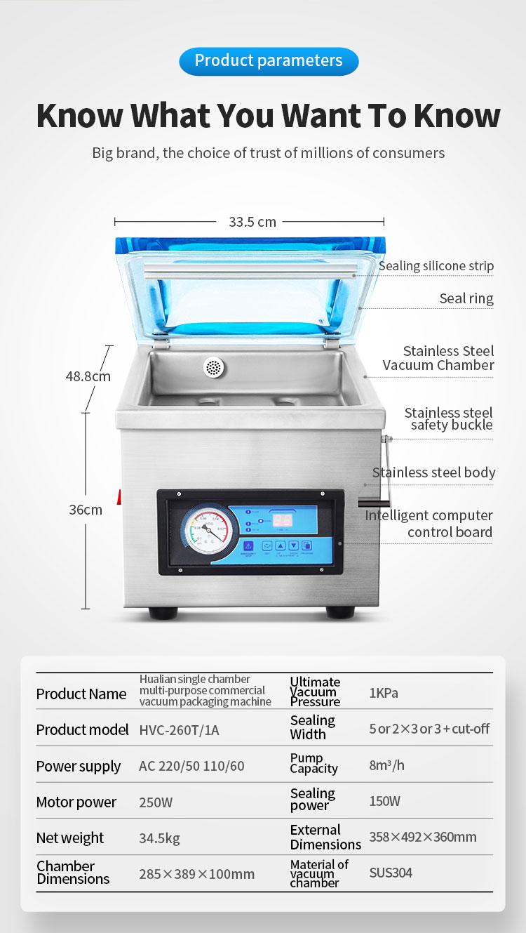 Máquina de envasado al vacío Hualian HVC-260T/1A