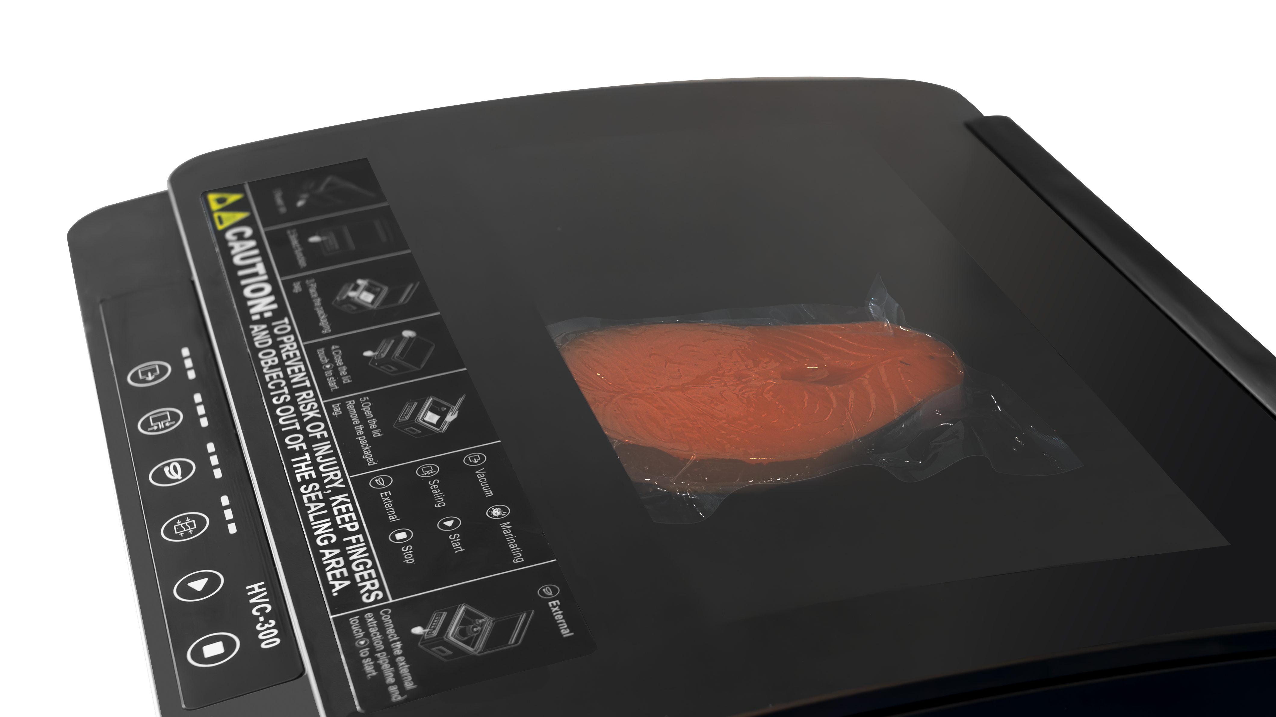 Máquina envasadora de mesa con sellador al vacío de cámara Hualian para envasado de alimentos HVC-300T∕1AB
