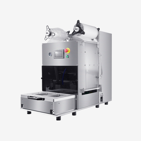 Máquina envasadora de sellado de bandejas MAP de sobremesa Hualian para alimentos EV-272